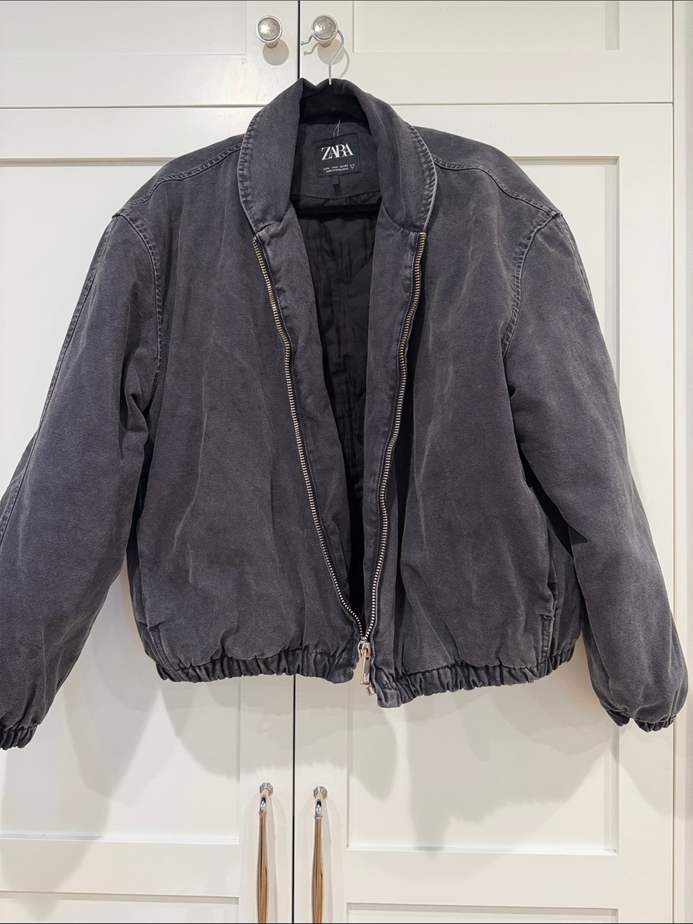 Zara Charcoal Washed Bomber Jacket